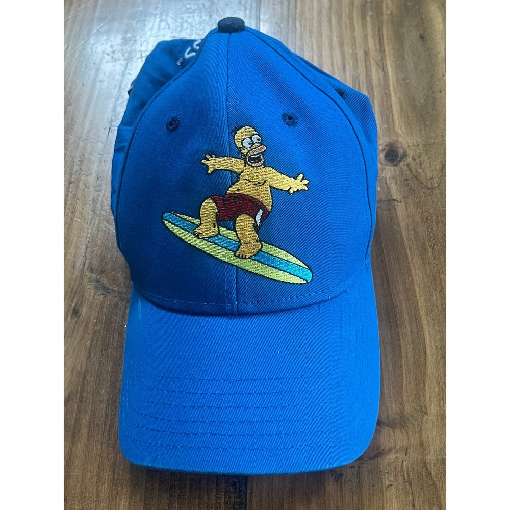 The Simpsons Homer Simpson Surfing Blue Baseball Hat Adjustable Strapback Cap